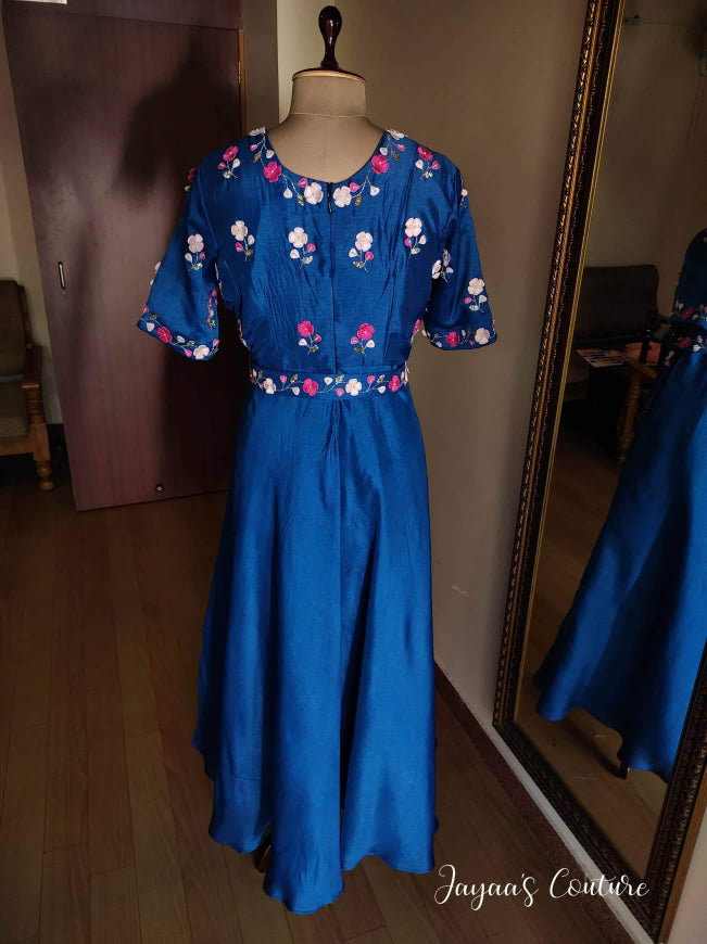 Royal Blue 3d flower Gown