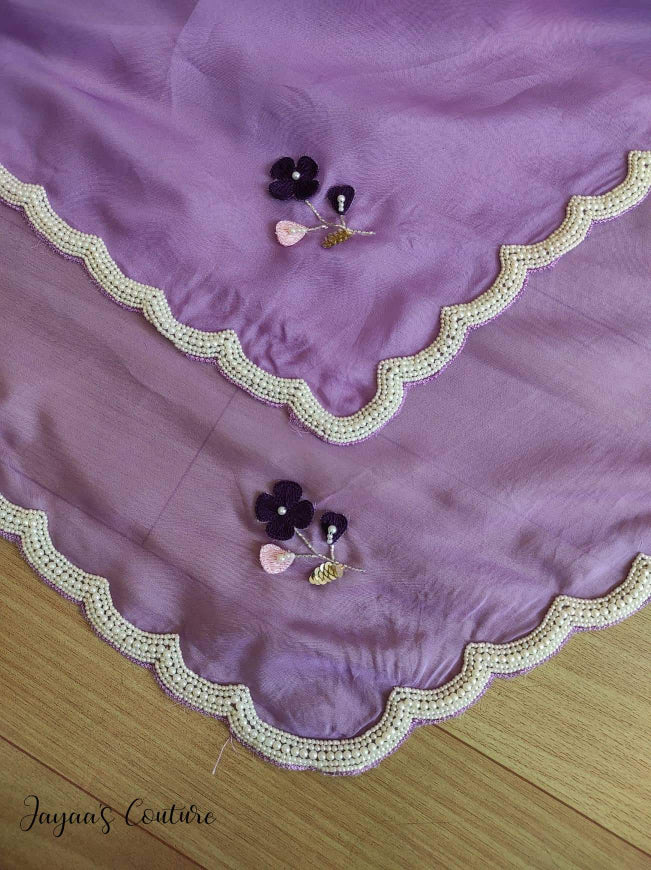 Purple lavender pearl dupatta