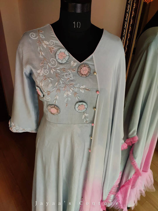 Pastel grey gown