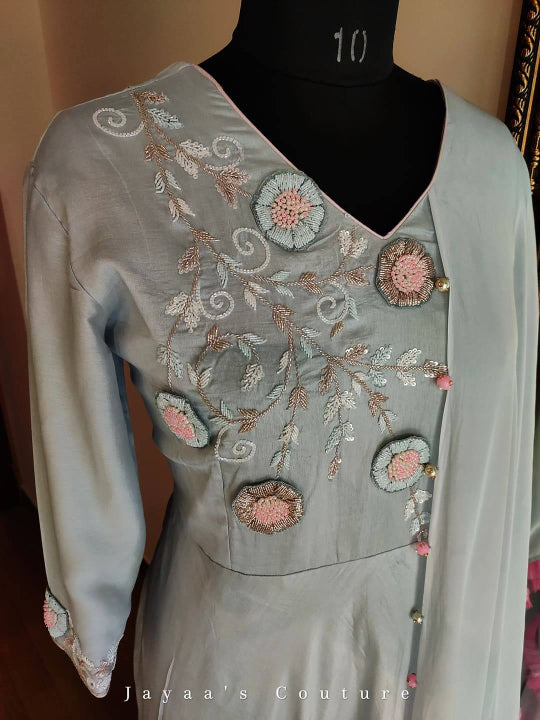 Pastel grey gown