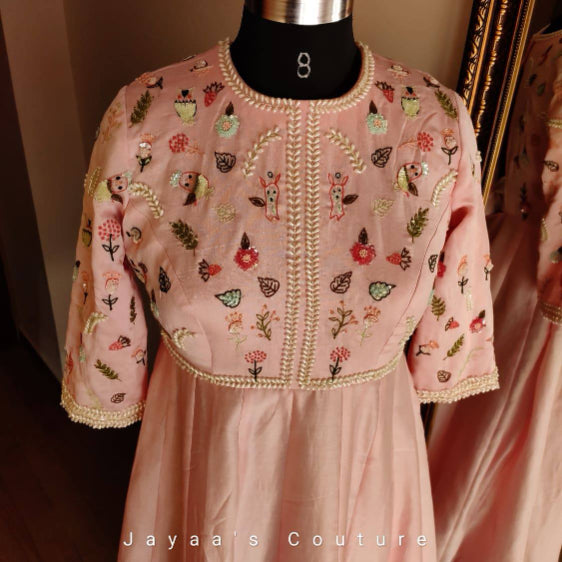 Pastel pink gown with dupatta