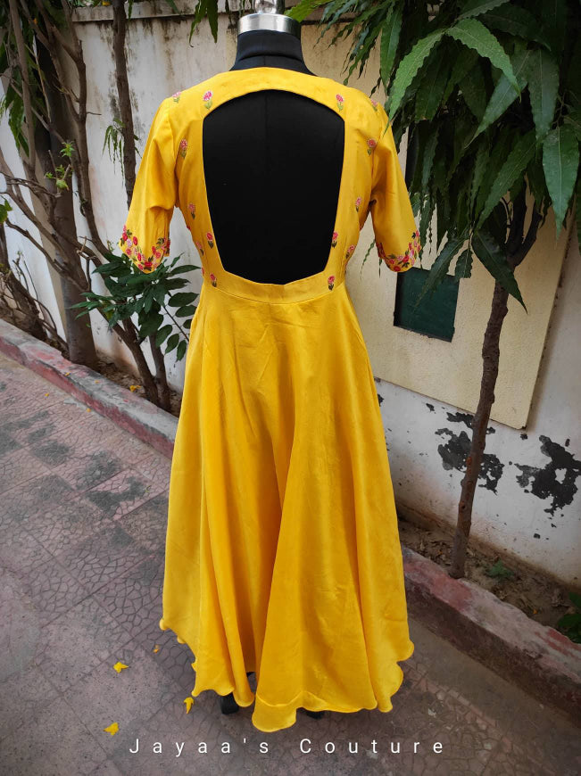 Mustard Yellow Gown with Dupatta