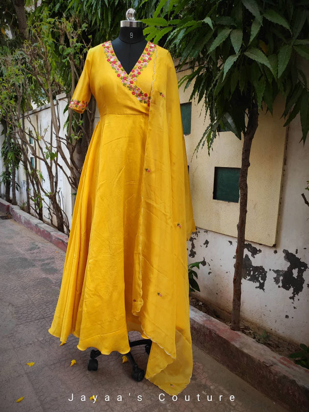 Mustard Yellow Gown with Dupatta