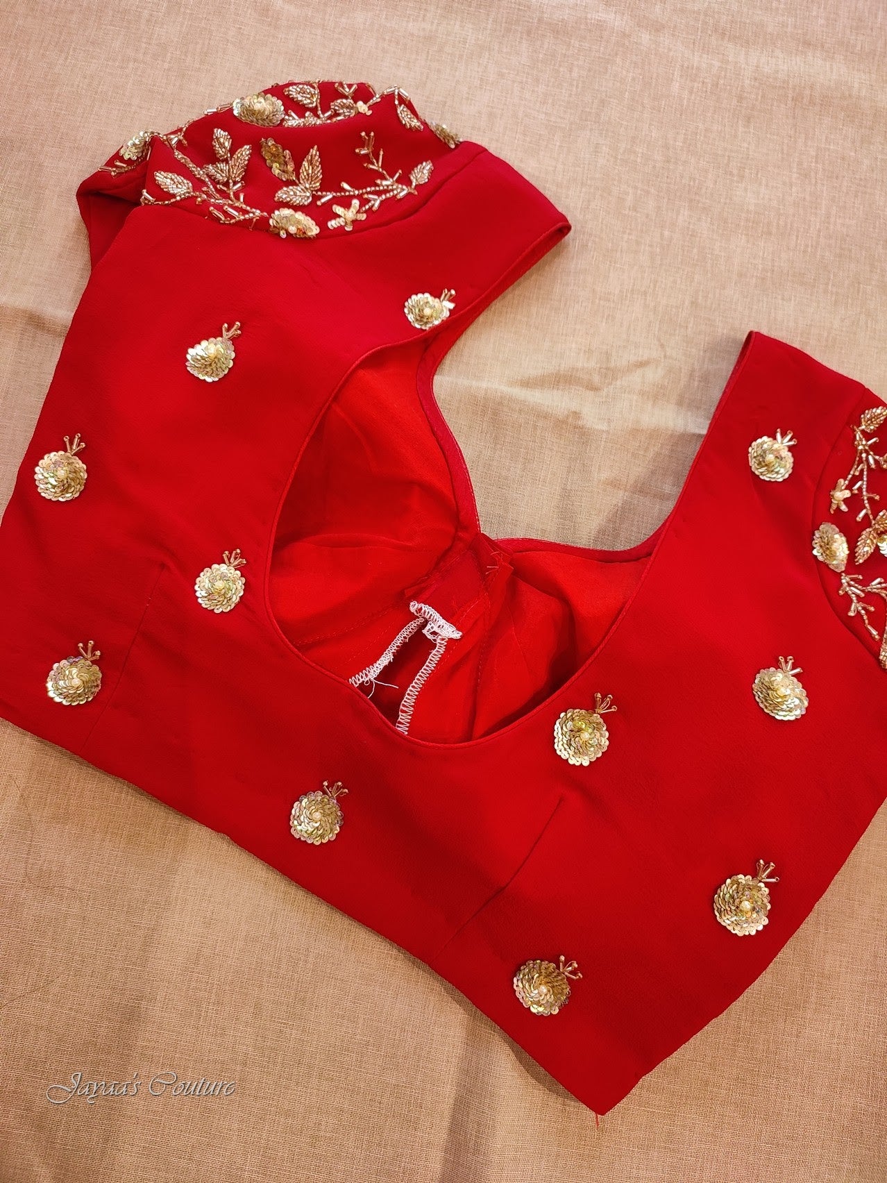 Red rani shaded lehenga set