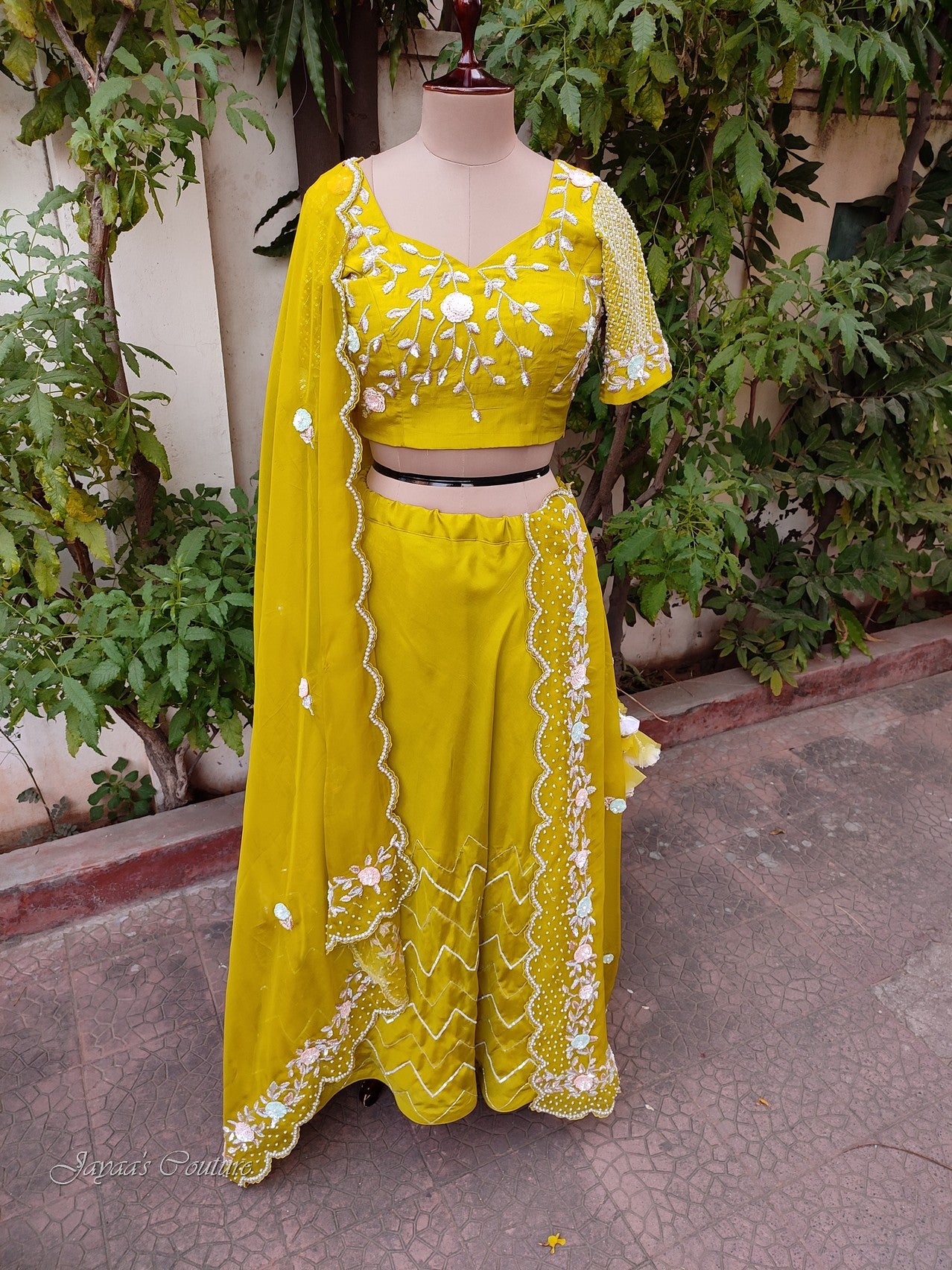 Greenish yellow Lehenga set with Dupatta