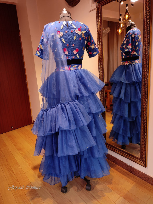Royal blue skirt with blouse