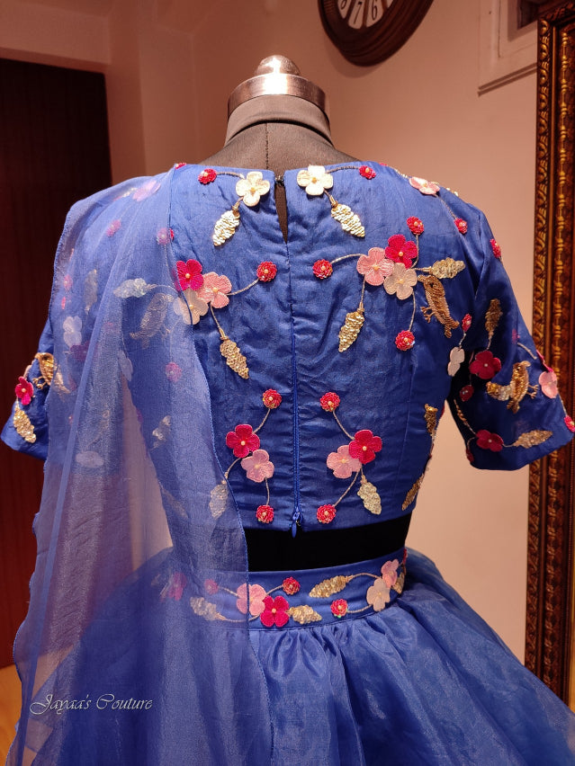 Royal blue skirt with blouse