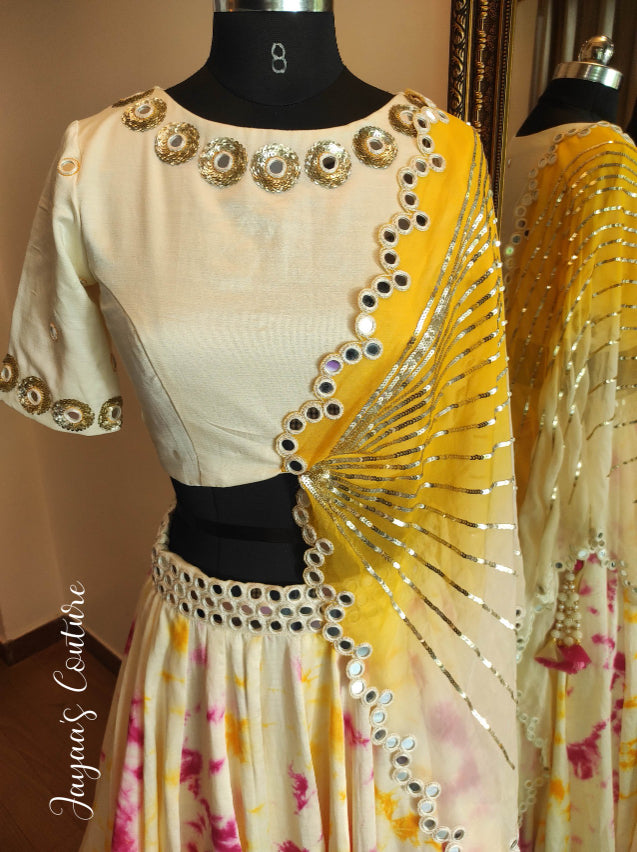 Tie and Dye lehenga with Drape Blouse