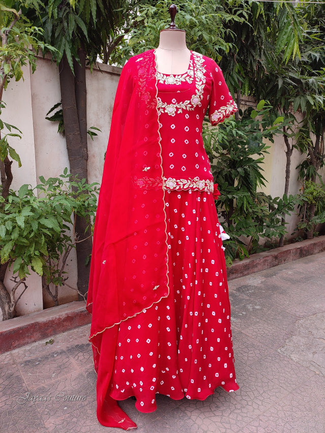 Red bandhej lehenga set