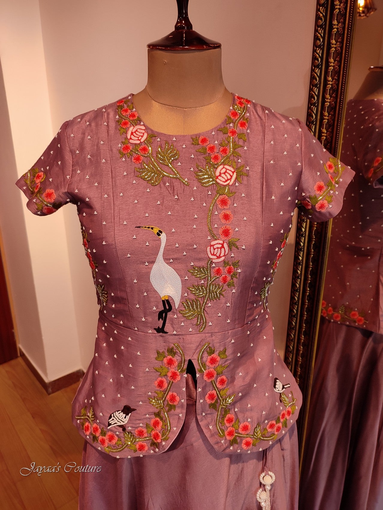 Mauve top with skirt and dupatta