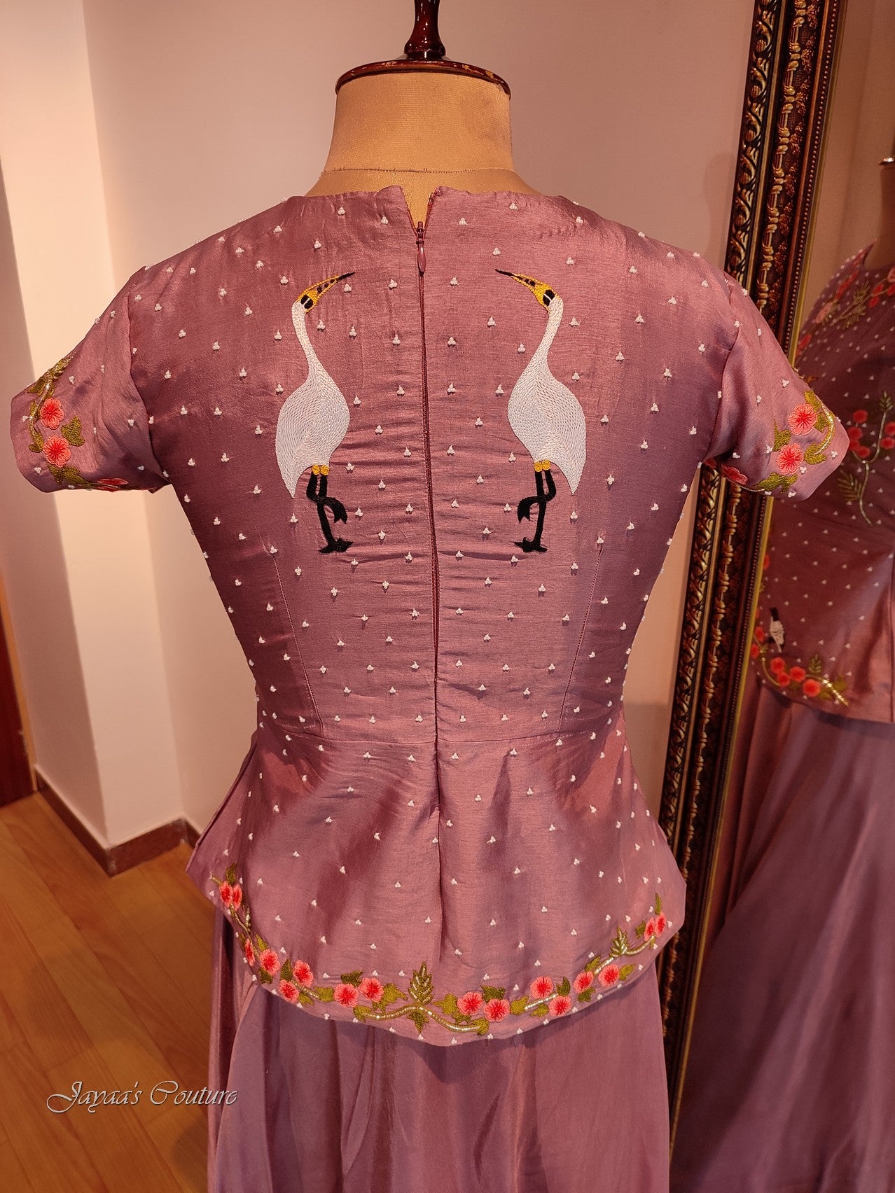 Mauve top with skirt and dupatta