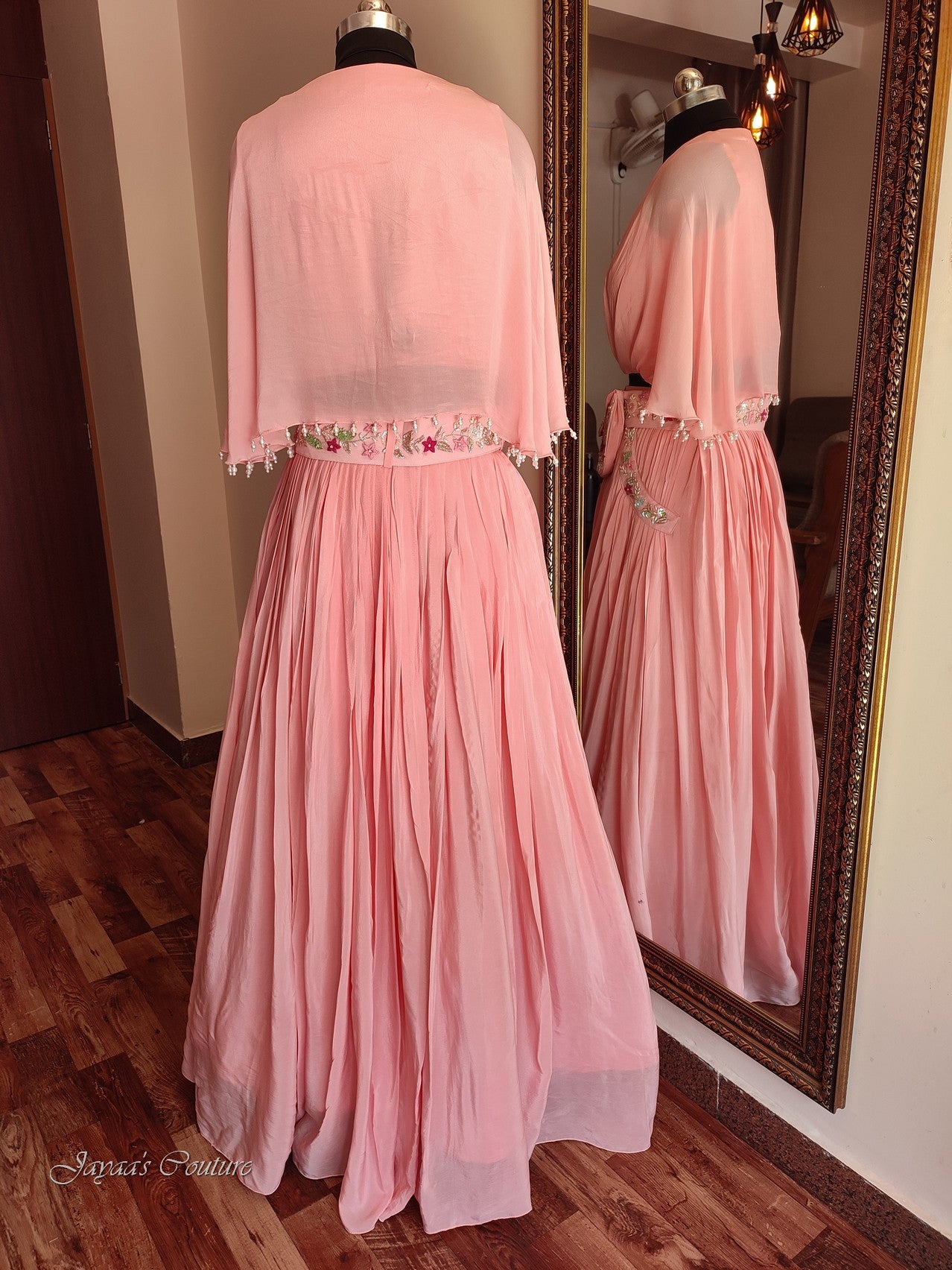 Pink crop top sharara set