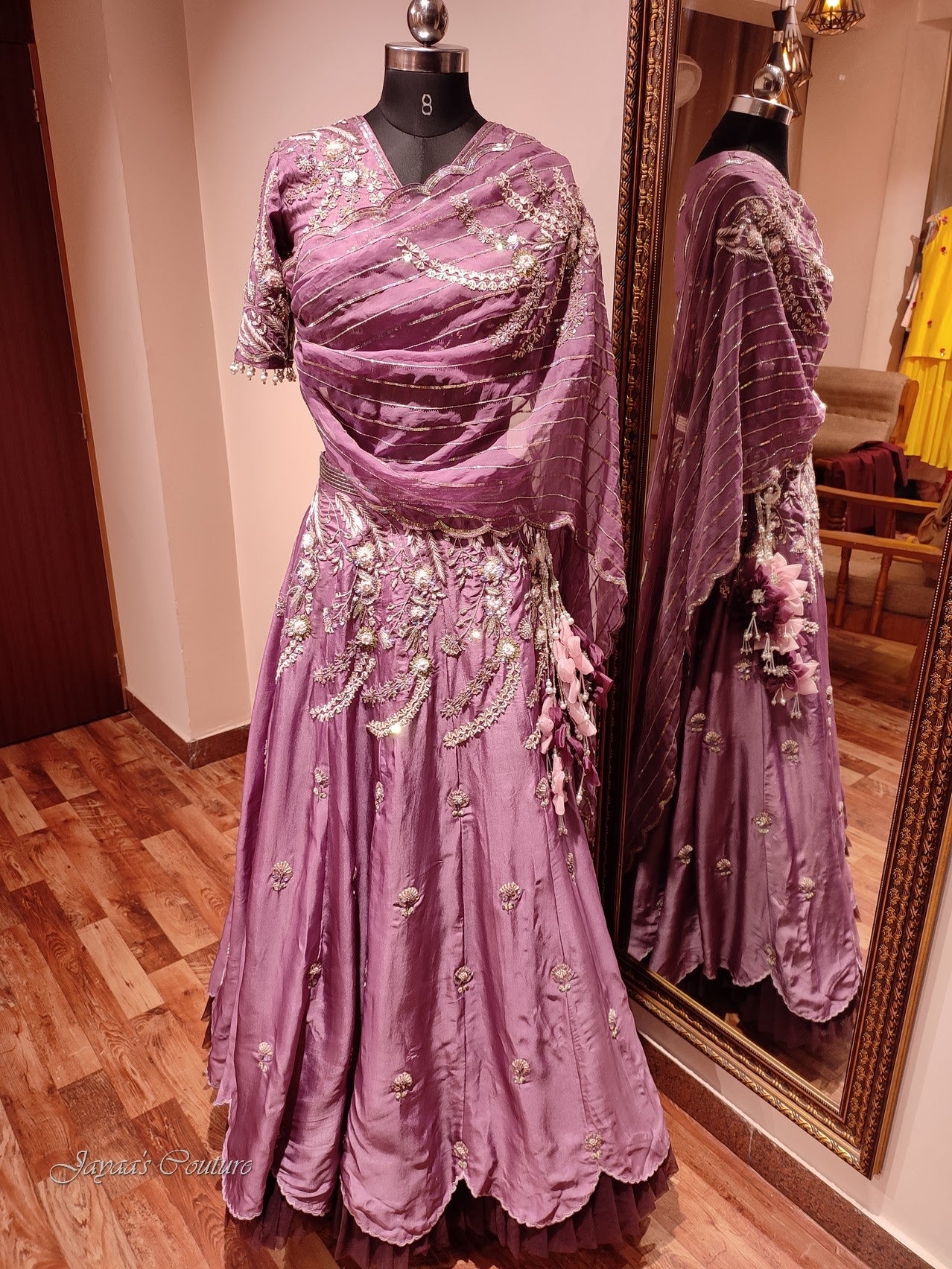 Mauve lehenga with dupatta