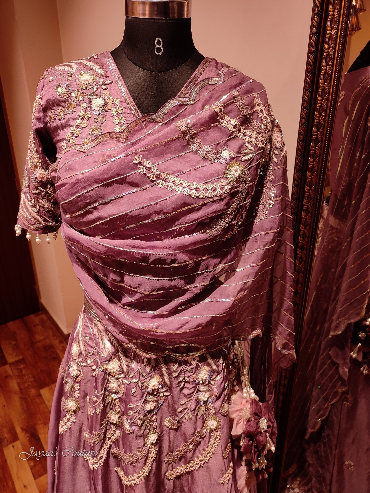 Mauve lehenga with dupatta