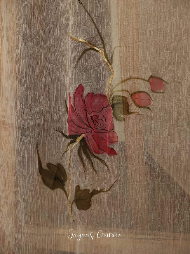 Peach Hand Painted Dupatta