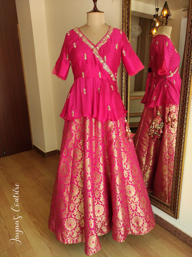 Banarsi lehenga with angrakha blouse & dupatta