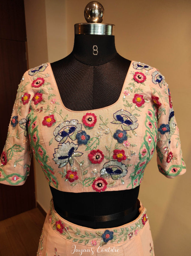 Blush Pink 3D work lehenga set