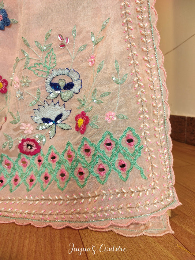 Blush Pink 3D work lehenga set