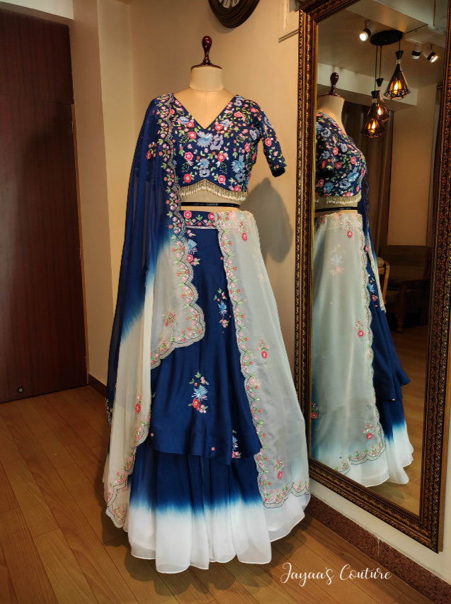 Royal Blue Ombre shaded Lehenga set
