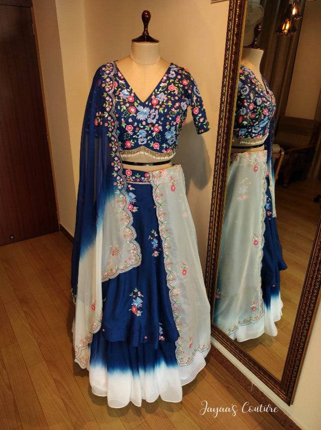 Royal Blue Ombre shaded Lehenga set