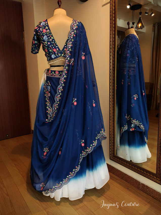 Royal Blue Ombre shaded Lehenga set
