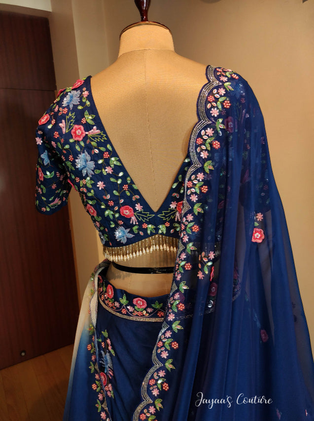 Royal Blue Ombre shaded Lehenga set