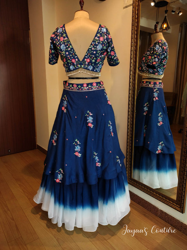 Royal Blue Ombre shaded Lehenga set