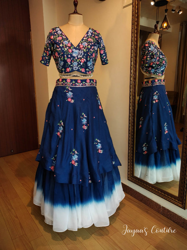 Royal Blue Ombre shaded Lehenga set