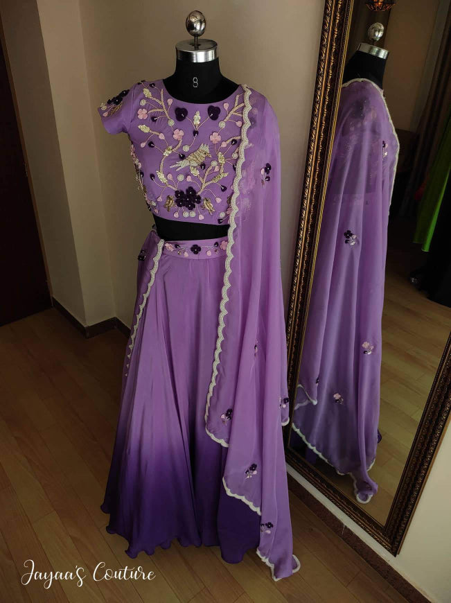 Purple lavender Ombre shaded lehenga set
