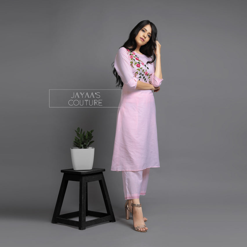 Pink kurta and cullotes