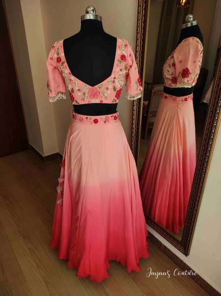 pink shaded ombre lehenga dupatta set