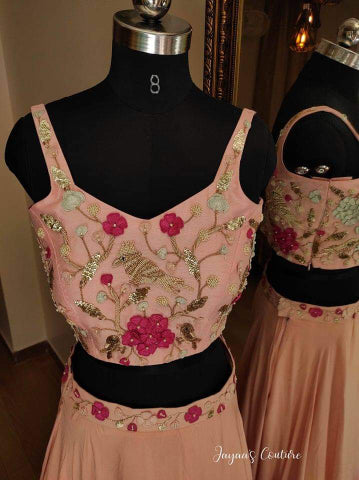 Ombre fusia pink lehenga set