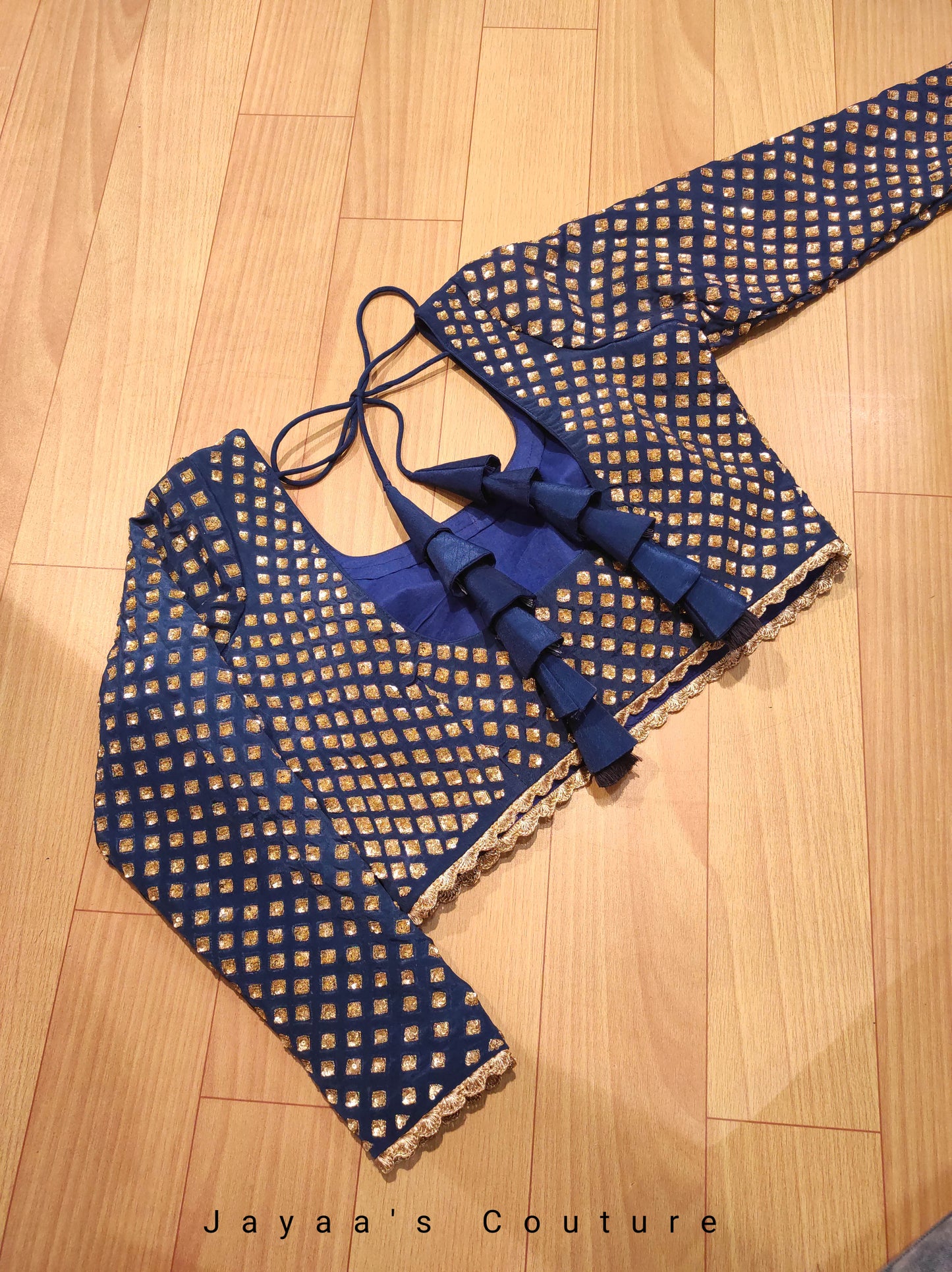 Peacock blue lehenga set with sequins work