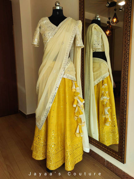 Off White Yellow Lehenga set