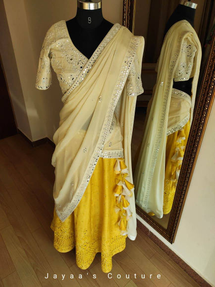 Off White Yellow Lehenga set