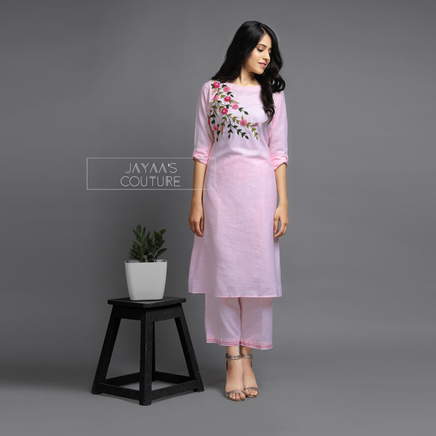 Pink kurta and cullotes