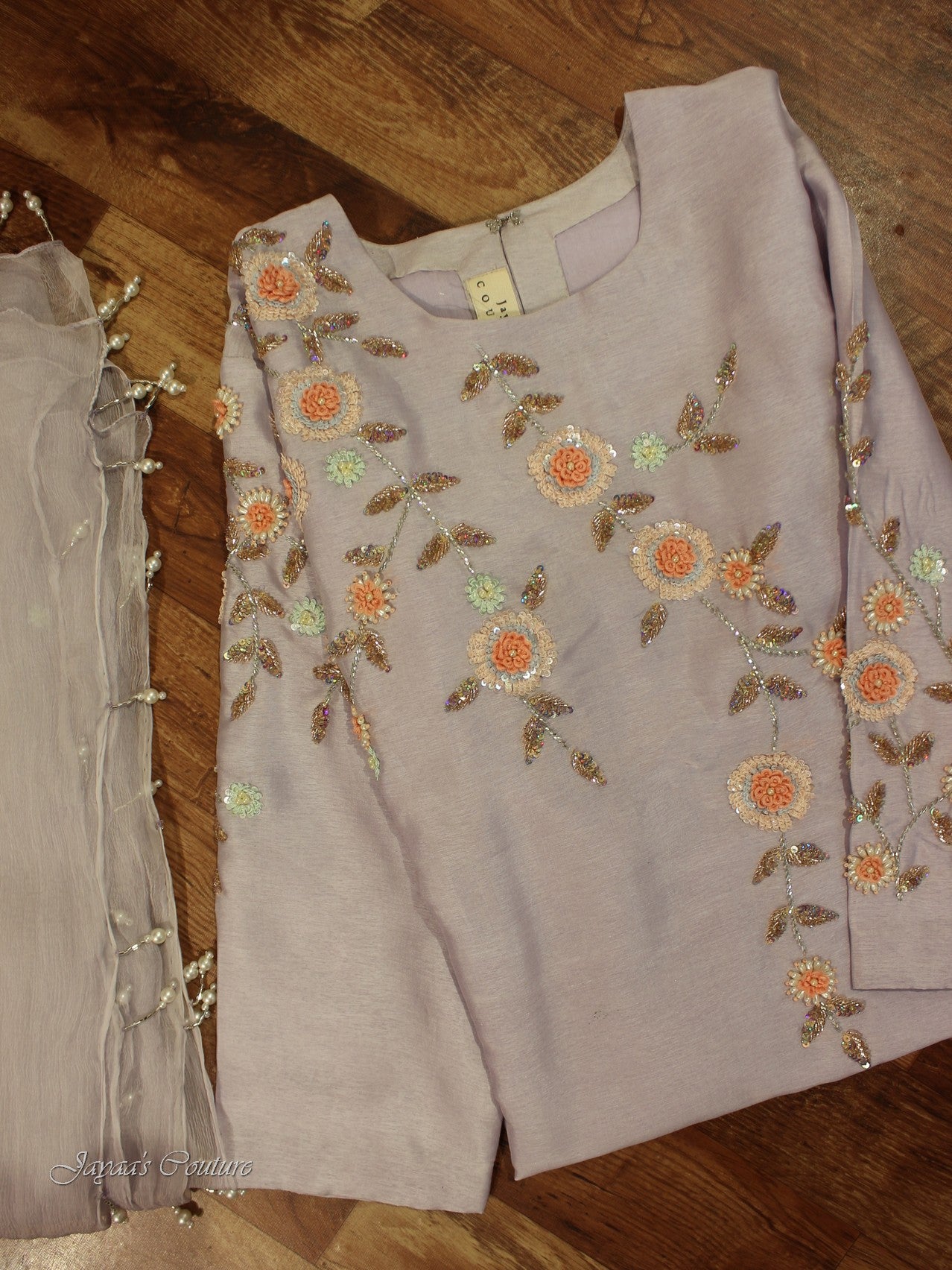 Pastel lavander kurta with pants and dupatta