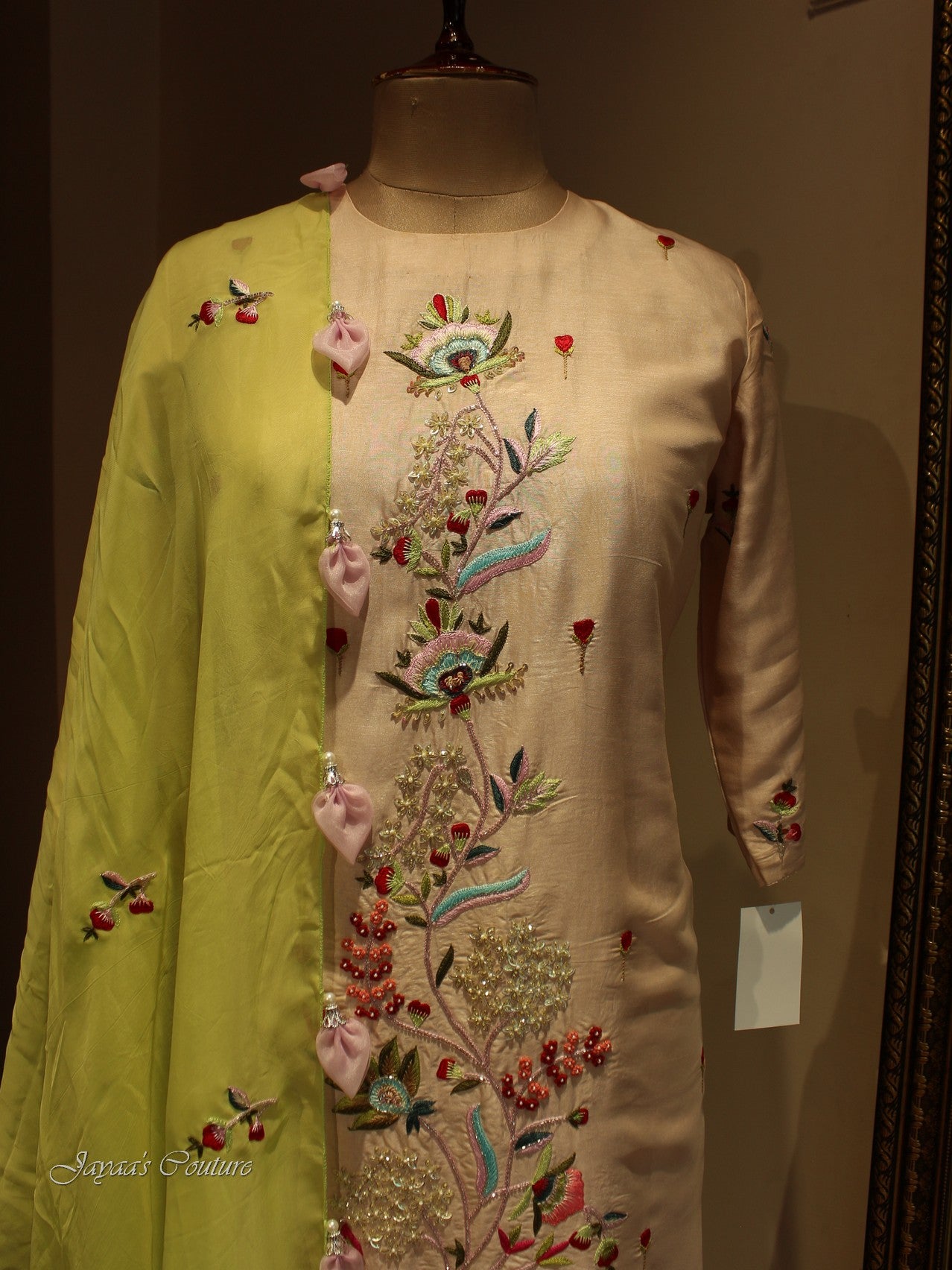 Peach kurta with pants and dupatta