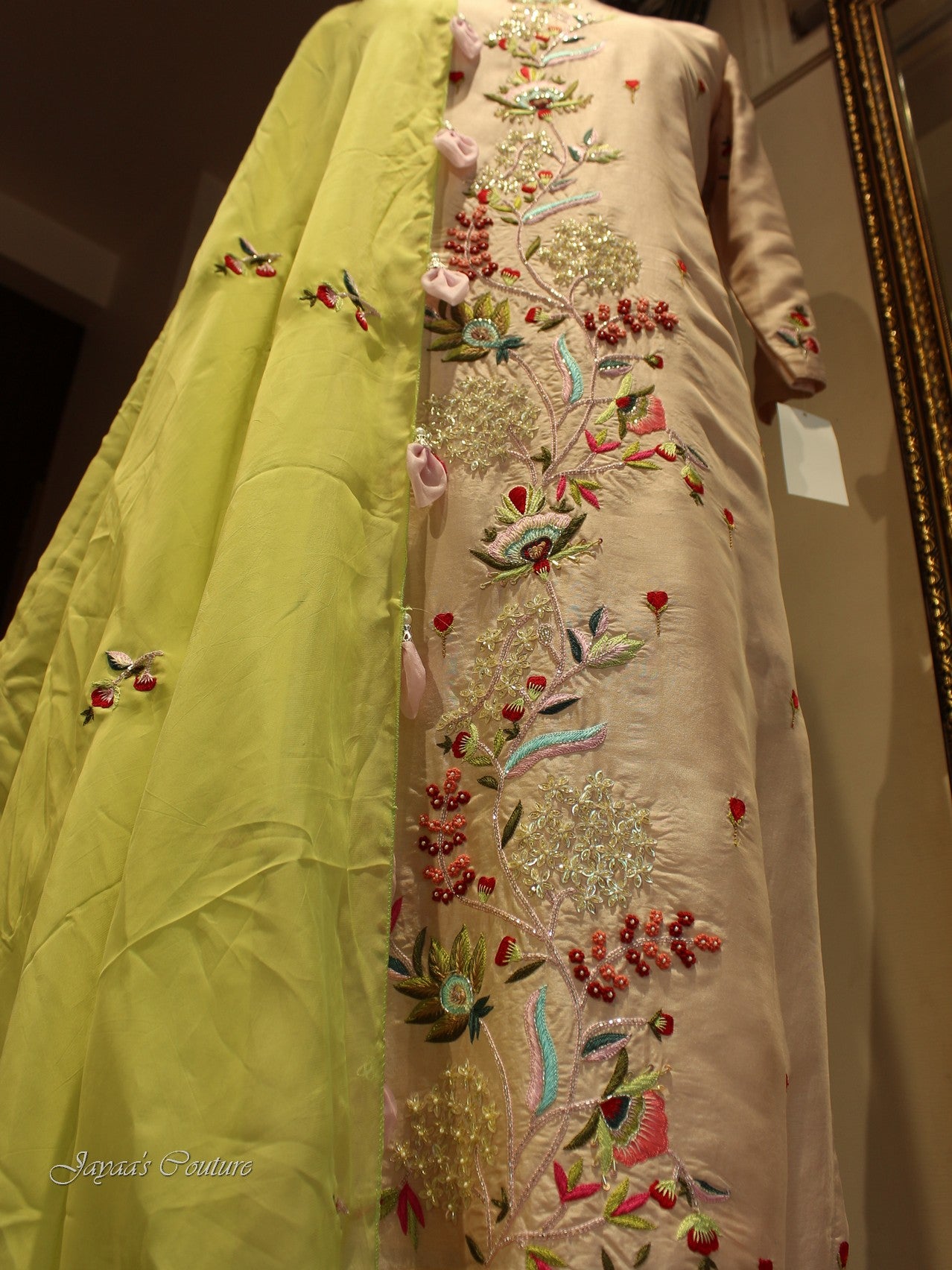 Peach kurta with pants and dupatta