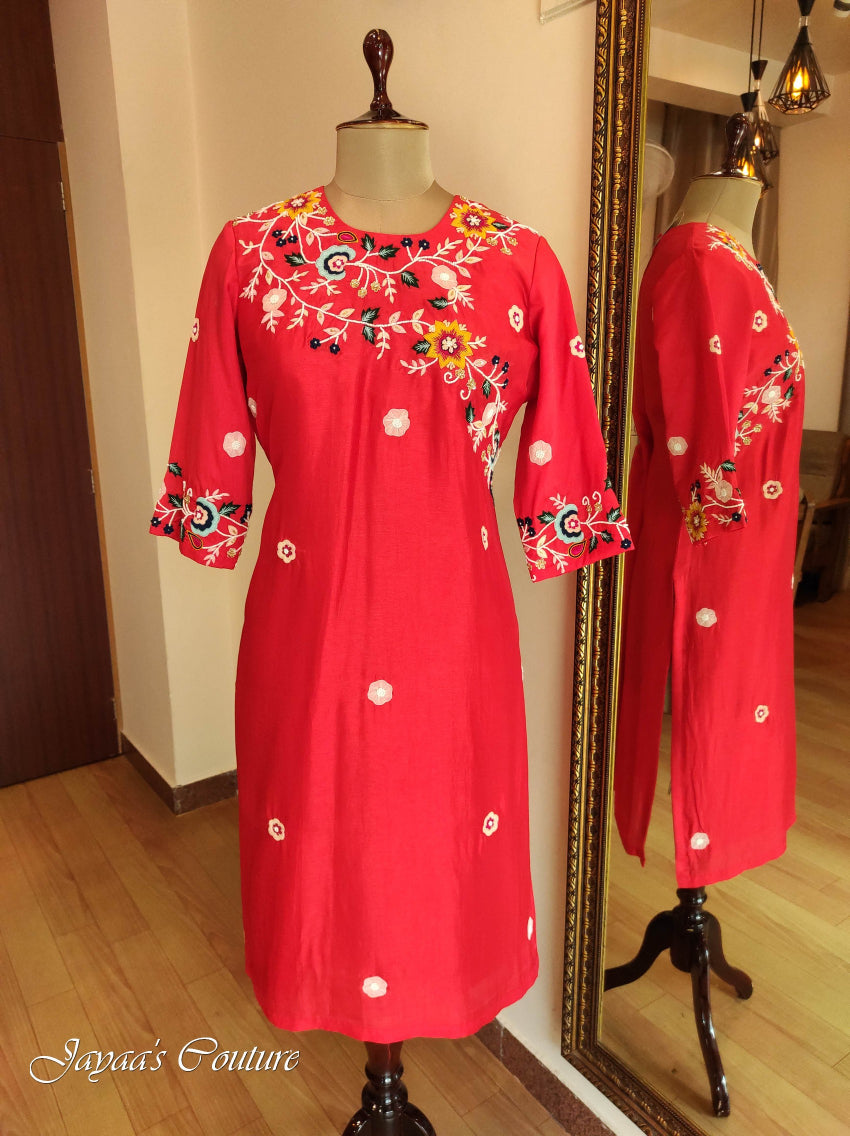 Red kurta pant with dupatta