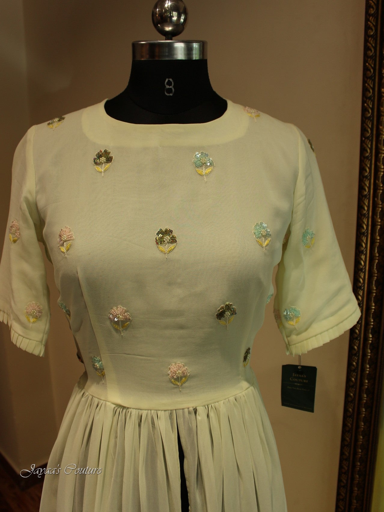 Off white lemon yellow shaded kurta pants dupatta