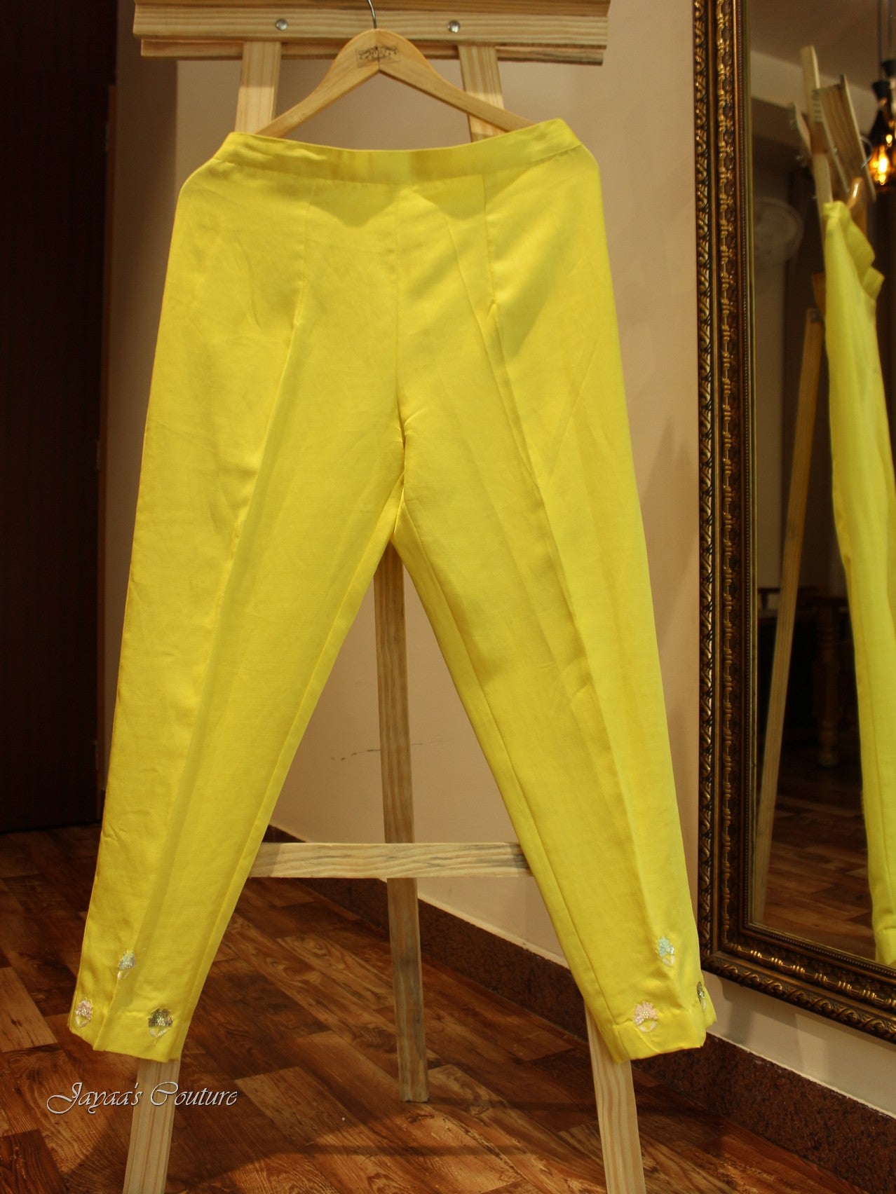 Off white lemon yellow shaded kurta pants dupatta