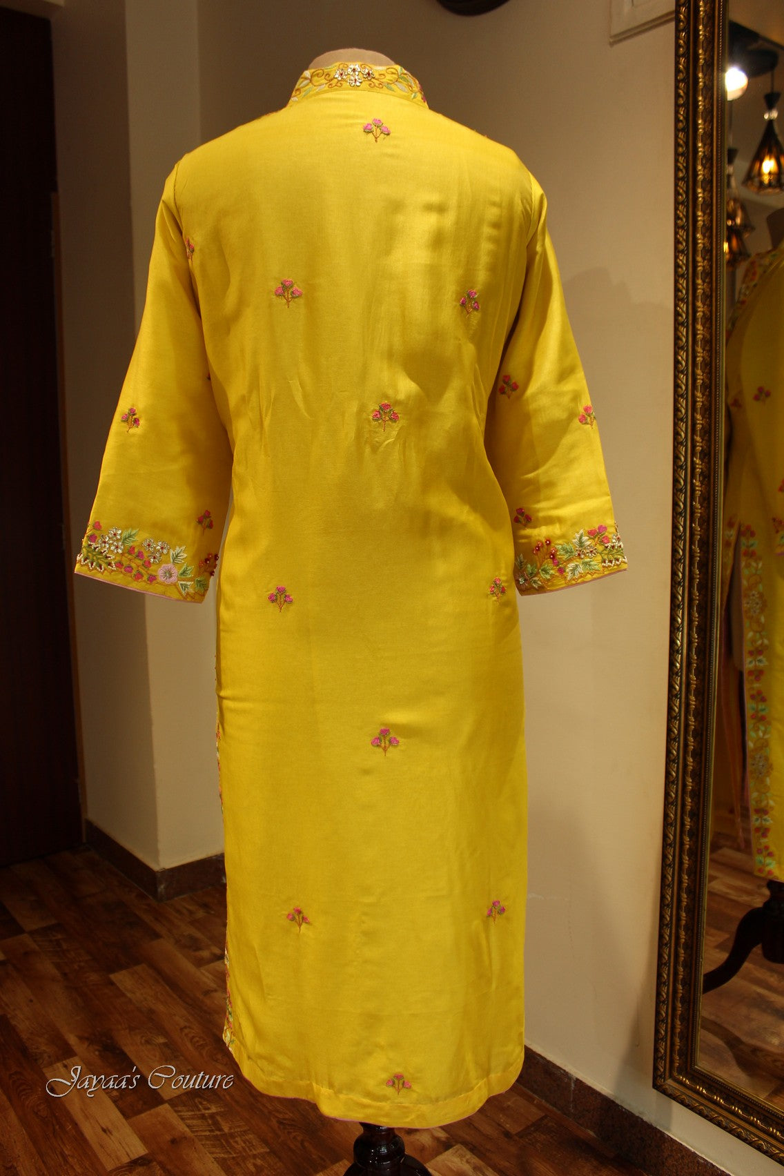 Mustard yellow kurta with pants and dupatta