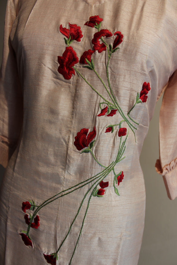 Peach Embroidered Kurta pant set