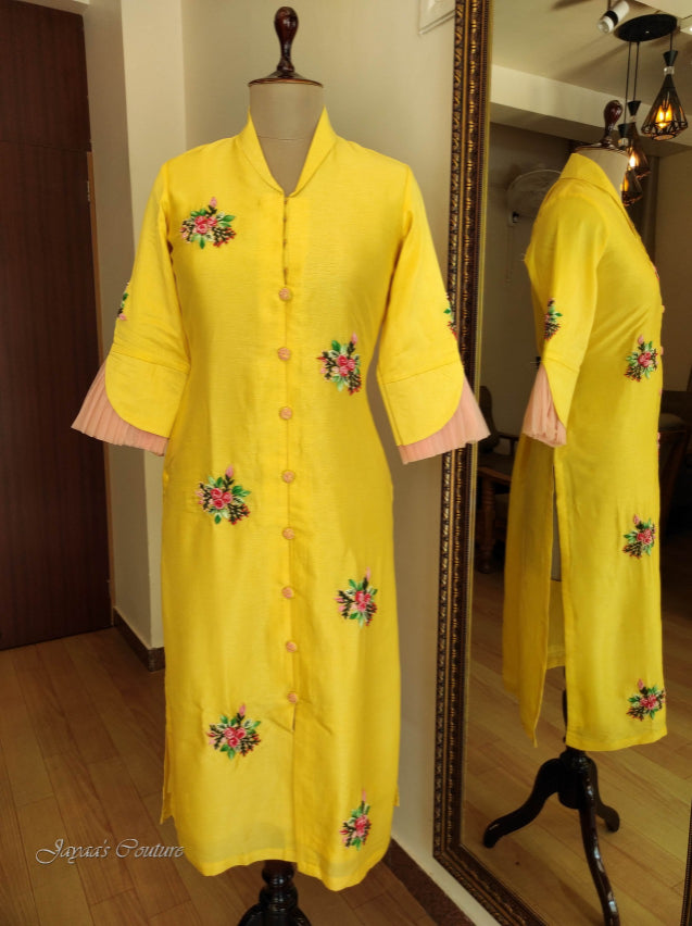 Yellow kurta pant with dupatta