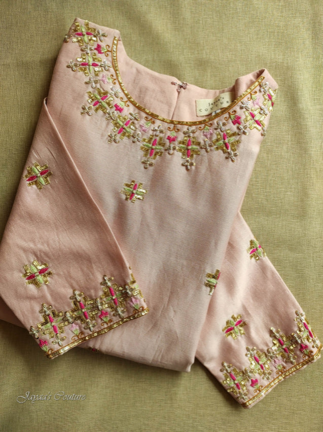 Nude peach kurta pant with dupatta