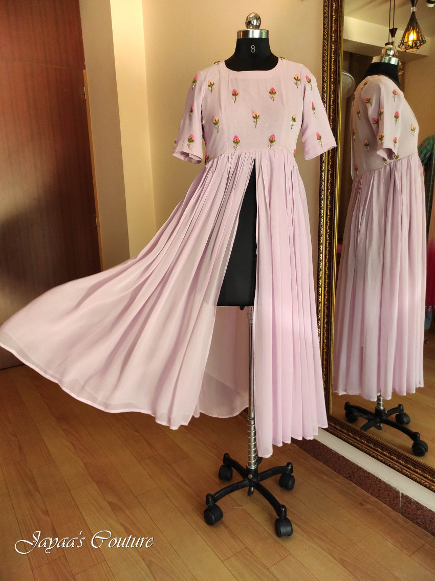 Lavender kurta with center slit & pant