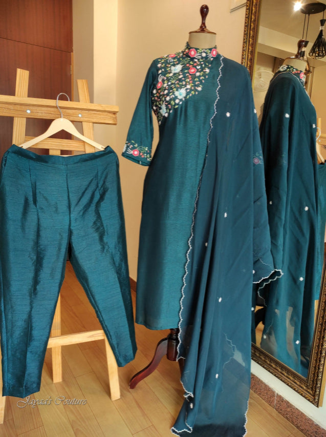 Peacock blue kurta pant dupatta