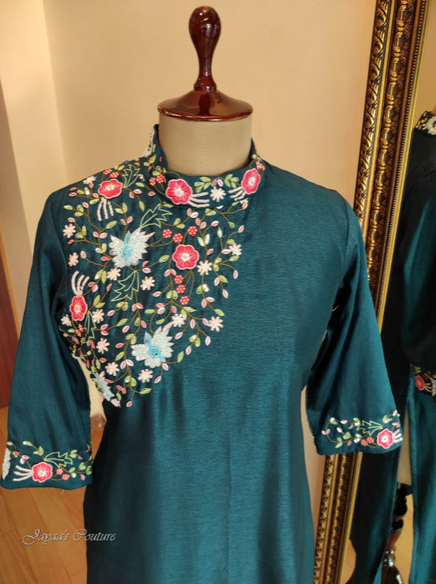 Peacock blue kurta pant dupatta
