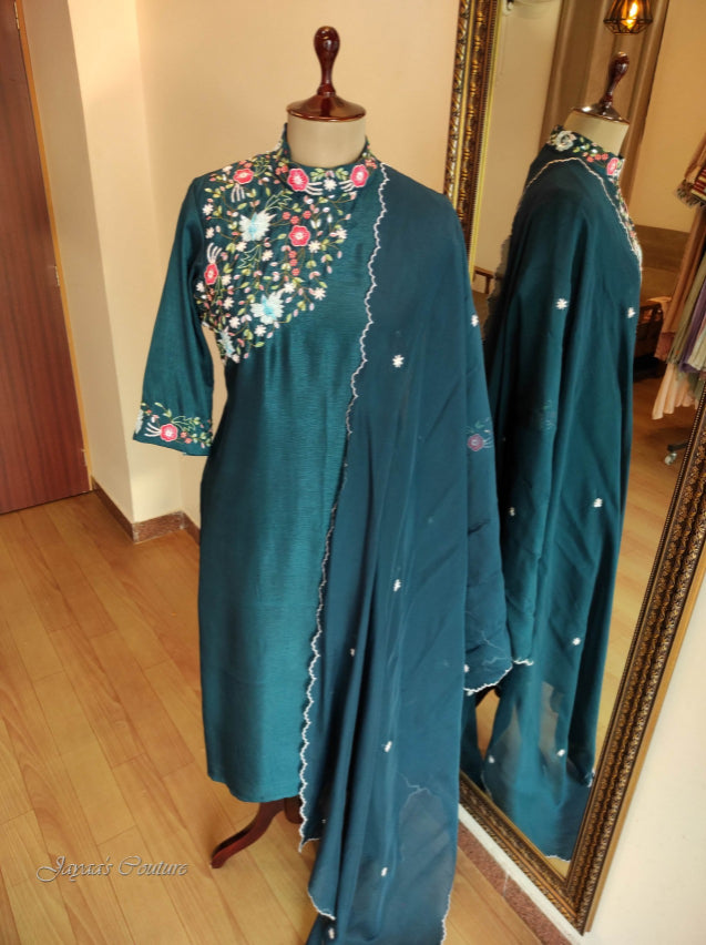 Peacock blue kurta pant dupatta